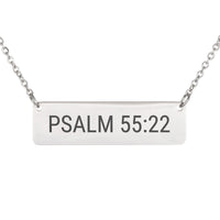 Load image into Gallery viewer, Psalm 55_22 Necklace - Peace Bible Scripture Jewelry, Gift for Worried Friend
