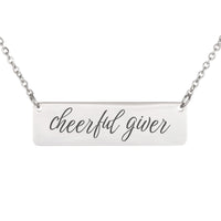 Load image into Gallery viewer, Cheerful Giver Necklace, Appreciation Christian Pendant 2 Corinthians 9:7 - Nurse Gift
