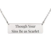 Load image into Gallery viewer, Though Your Sins Be as Scarlet Bar Necklace, Isaiah 1:18 Forgiveness Bible Gift for Her
