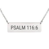 Load image into Gallery viewer, Psalm 116:6 Bar Necklace - Protection Bible Scripture Pendant for Daughter

