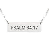 Load image into Gallery viewer, Psalm 34:17 Engraved Necklace - Comfort Bible Verse Pendant, Sympathy Gift
