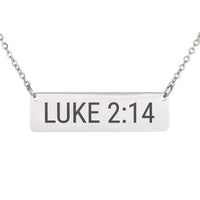 Load image into Gallery viewer, Luke 2:14 Necklace - Dainty Peace Bible Scripture Pendant, Calming Gift for Her
