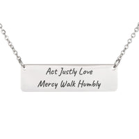 Load image into Gallery viewer, Act Justly Love Mercy Walk Humbly Necklace - Micah 6:8 Appreciation Scripture Pendant, Caregiver Gift
