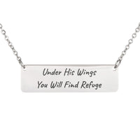 Load image into Gallery viewer, Under His Wings You Will Find Refuge Bar Necklace - Psalm 91:4 Protection Scripture Jewelry, First Responder Gift
