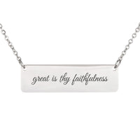 Load image into Gallery viewer, Great Is Thy Faithfulness Engraved Necklace, Hope Bible Scripture Jewelry Lamentations 3:23 - New Year Gift
