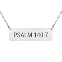 Load image into Gallery viewer, Psalm 140:7 Necklace - Gift for Daughter Leaving Home, Minimalist Protection Religious Jewelry

