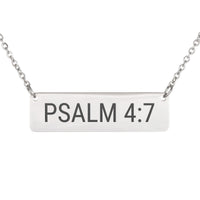 Load image into Gallery viewer, Psalm 4_7 Bar Necklace - Joy Religious Gift for Sister
