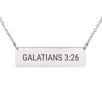 Load image into Gallery viewer, Galatians 3:26 Engraved Necklace - Minimalist Encouragement Bible Verse Jewelry for Women
