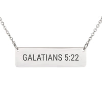 Load image into Gallery viewer, Galatians 5_22 Bible Verse Bar Necklace - Joy Scripture Jewelry for Her
