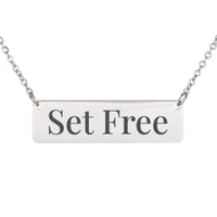 Load image into Gallery viewer, Set Free Engraved Necklace - Galatians 5:1 Salvation Bible Scripture Pendant, Easter Gift
