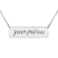 Load image into Gallery viewer, Green Pastures Bar Necklace - Psalm 23:2, Dainty Peace Scripture Jewelry for Mom
