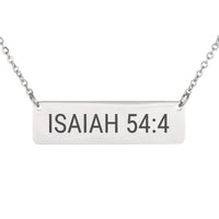 Load image into Gallery viewer, Isaiah 54_4 Bar Necklace - Minimalist Courage Religious Jewelry, Brave Gift for Daughter
