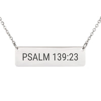 Load image into Gallery viewer, Psalm 139_23 Engraved Necklace - Minimalist Peace Religious Pendant, Comfort Gift for Her
