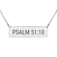 Load image into Gallery viewer, Psalm 51_10 Bible Verse Bar Necklace - New Beginnings Scripture Gift for Mom
