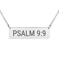 Load image into Gallery viewer, Psalm 9:9 Necklace - Dainty Comfort Bible Verse Jewelry for Her
