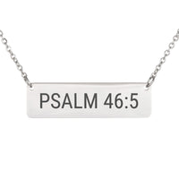 Load image into Gallery viewer, Psalm 46:5 Bar Necklace - Dainty Women's Bible Verse Jewelry, Gift for Sister
