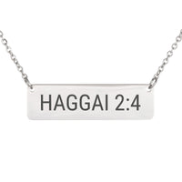 Load image into Gallery viewer, Haggai 2:4 Engraved Necklace - Strength Bible Verse Gift for Her

