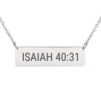 Load image into Gallery viewer, Isaiah 40:31 Bar Necklace - Strength Bible Pendant for Mom
