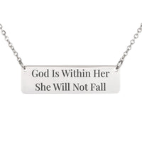 Load image into Gallery viewer, God Is Within Her She Will Not Fall Necklace - Gift for Wife, Psalm 46:5 Women's Bible Scripture Jewelry
