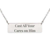 Load image into Gallery viewer, Cast All Your Cares on Him Necklace - Calming Reminder Gift, 1 Peter 5:7 Peace Scripture Pendant
