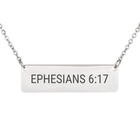 Load image into Gallery viewer, Ephesians 6:17 Necklace - Minimalist Protection Religious Jewelry for Her
