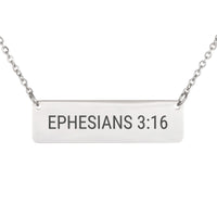 Load image into Gallery viewer, Ephesians 3:16 Engraved Necklace - Strength Bible Scripture Jewelry, Survivor Gift
