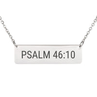 Load image into Gallery viewer, Psalm 46:10 Engraved Necklace - Minimalist Peace Scripture Pendant for Sister
