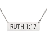Load image into Gallery viewer, Ruth 1:17 Engraved Necklace - Bridal Gift, Minimalist Wedding Bible Pendant
