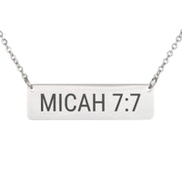 Load image into Gallery viewer, Micah 7:7 Engraved Necklace - Encouragement Gift, Hope Bible Verse Jewelry
