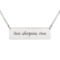 Load image into Gallery viewer, Iron Sharpens Iron Necklace - Bridesmaid Gift, Proverbs 27_17 Friendship Bible Pendant
