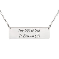 Load image into Gallery viewer, The Gift of God Is Eternal Life Engraved Necklace, Romans 6_23 Salvation Bible Pendant for Mom

