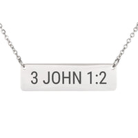 Load image into Gallery viewer, 3 John 1_2 Bible Verse Bar Necklace - Dainty Healing Christian Jewelry for Women
