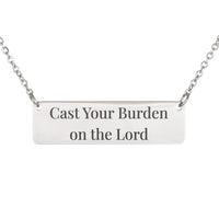 Load image into Gallery viewer, Cast Your Burden on the Lord Engraved Necklace - Psalm 55:22 Peace Bible Scripture Jewelry, Calming Reminder Gift
