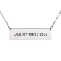 Load image into Gallery viewer, Lamentations 3:22-23 Bar Necklace - Hope Bible Verse Jewelry for Sister
