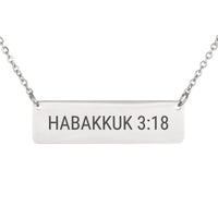 Load image into Gallery viewer, Habakkuk 3_18 Horizontal Bar Necklace - Joy Christian Jewelry for Sister
