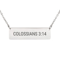 Load image into Gallery viewer, Colossians 3:14 Engraved Necklace - Gift for Her, Dainty Love Bible Jewelry
