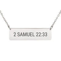 Load image into Gallery viewer, 2 Samuel 22:33 Engraved Necklace, Encouragement Gift - Strength Christian Pendant
