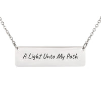 Load image into Gallery viewer, A Light Unto My Path Bar Necklace - Guidance Christian Pendant, Psalm 119:105 College Gift
