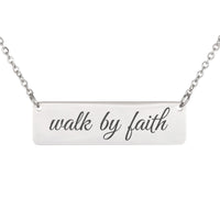 Load image into Gallery viewer, Walk by Faith Necklace, 2 Corinthians 5:7 Religious Jewelry for Her
