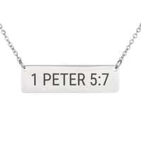 Load image into Gallery viewer, 1 Peter 5_7 Necklace - Peace Religious Pendant for Her
