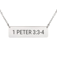 Load image into Gallery viewer, 1 Peter 3:3-4 Necklace - Minimalist Women's Bible Scripture Jewelry, Birthday Gift for Her
