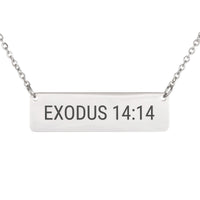 Load image into Gallery viewer, Exodus 14_14 Bar Necklace - Minimalist Courage Bible Verse Jewelry, Brave Gift for Daughter
