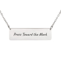 Load image into Gallery viewer, Press Toward the Mark Necklace - Philippians 3:14, Dainty Perseverance Bible Scripture Pendant for Mom
