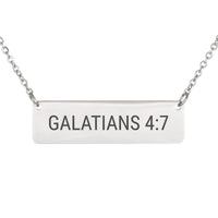 Load image into Gallery viewer, Galatians 4:7 Bar Necklace - Encouragement Christian Gift for Her
