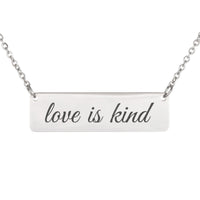 Load image into Gallery viewer, Love Is Kind Engraved Necklace - 1 Corinthians 13:4, Minimalist Bible Pendant for Wife
