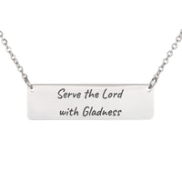 Load image into Gallery viewer, Serve the Lord with Gladness Necklace - Psalm 100:2, Minimalist Worship Religious Jewelry for Mom
