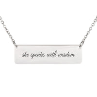 Load image into Gallery viewer, She Speaks with Wisdom Engraved Necklace - Women's Bible Pendant for Wife, Proverbs 31_26
