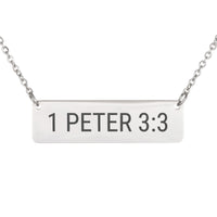 Load image into Gallery viewer, 1 Peter 3:3 Engraved Necklace - Women's Scripture Pendant for Wife

