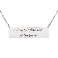 Load image into Gallery viewer, I Am Not Ashamed of the Gospel Bar Necklace - Faith Religious Jewelry, Romans 1_16 Easter Gift
