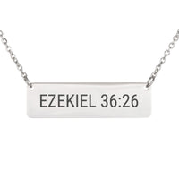 Load image into Gallery viewer, Ezekiel 36_26 Bible Verse Bar Necklace - Fresh Start Gift, Minimalist New Beginnings Christian Jewelry
